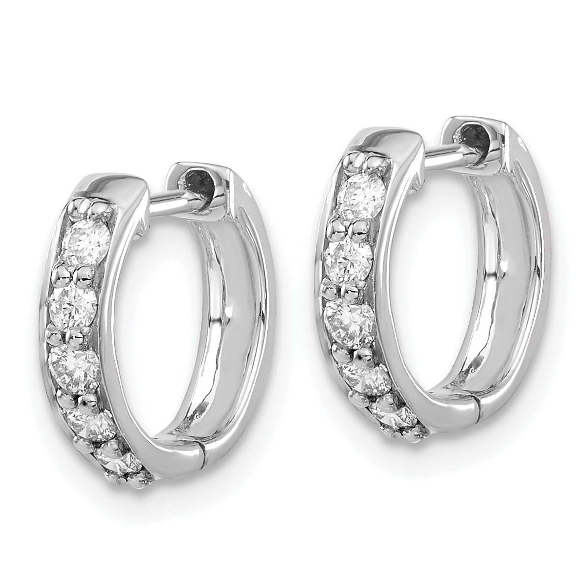 14K White Gold Lab Grown Diamond Hinged Hoop Earrings