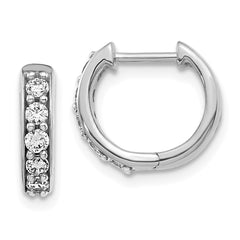 14K White Gold Lab Grown Diamond Hinged Hoop Earrings