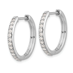 10k White Gold Diamond Hinged Hoop Earrings