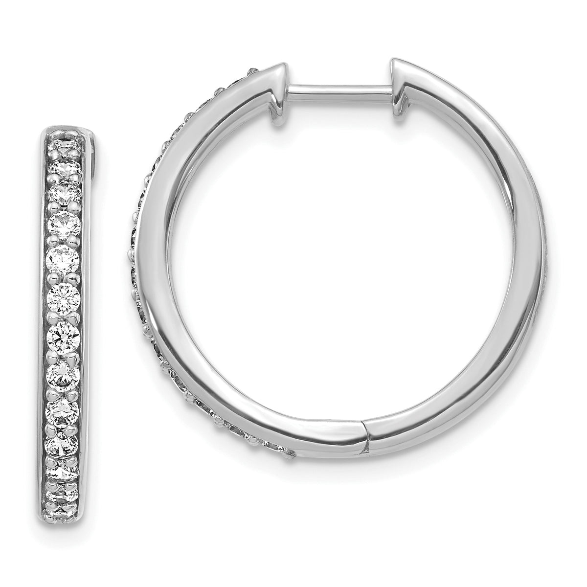 10k White Gold Diamond Hinged Hoop Earrings