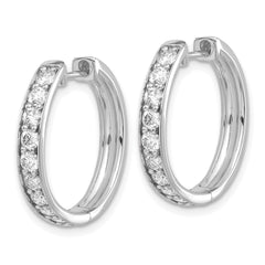 10k White Gold Diamond Hinged Hoop Earrings