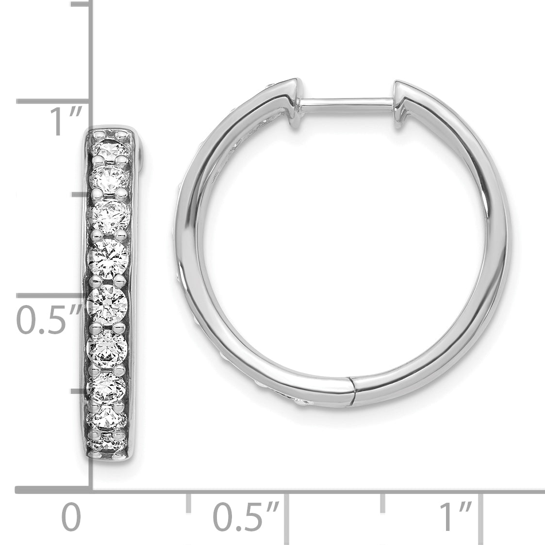 10k White Gold Diamond Hinged Hoop Earrings