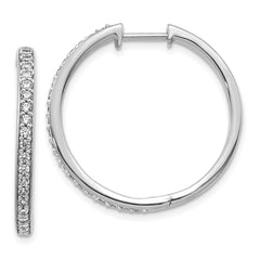 10k White Gold Diamond Hinged Hoop Earrings