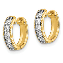 10k Yellow Gold Diamond Milgrain Hinged Hoop Earrings