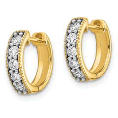 14K Lab Grown Diamond Milgrain Hinged Hoop Earrings