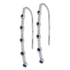 14K White Gold Lab Grown Dia VS/SI GH, Cr.Sapphire Threader Earrings