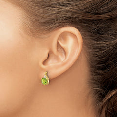 10k Checkerboard Peridot and Diamond Earrings