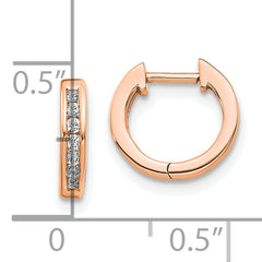 10k Rose Gold Polished Diamond Hinged Hoop Earrings