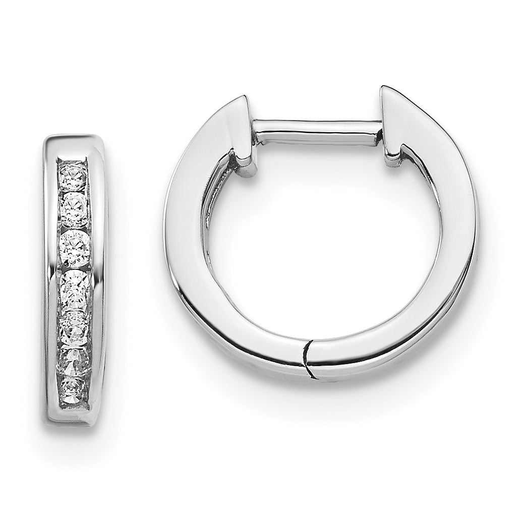 10k White Gold Diamond Hinged Hoop Earrings