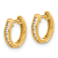 10k Gold Polished Diamond Hinged Hoop Earrings