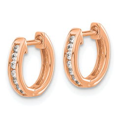 14K Rose Gold Lab Grown Diamond Hinged Hoop Earrings