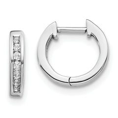 14K White Gold Lab Grown Diamond Hinged Hoop Earrings