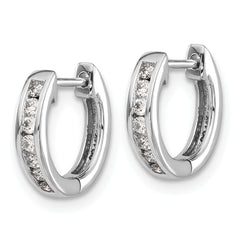 10k White Gold Diamond Hinged Hoop Earrings