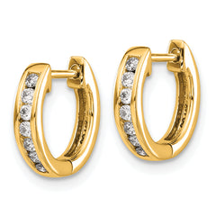 10k Gold Polished Diamond Hinged Hoop Earrings