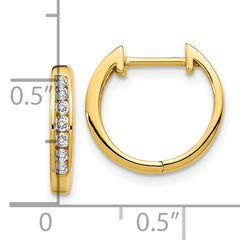 10k Gold Polished Diamond Hinged Hoop Earrings