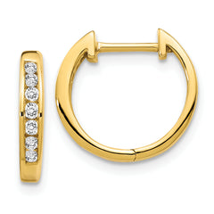 10k Gold Polished Diamond Hinged Hoop Earrings