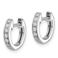 10k White Gold Diamond Hinged Hoop Earrings