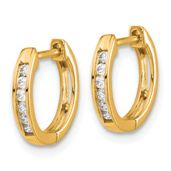 10k Gold Polished Diamond Hinged Hoop Earrings