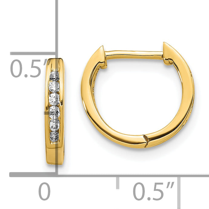 10k Gold Polished Diamond Hinged Hoop Earrings