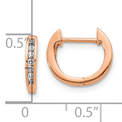 10k Rose Gold Polished Diamond Hinged Hoop Earrings