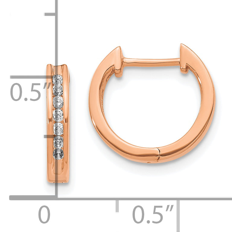 10k Rose Gold Diamond Hinged Hoop Earrings