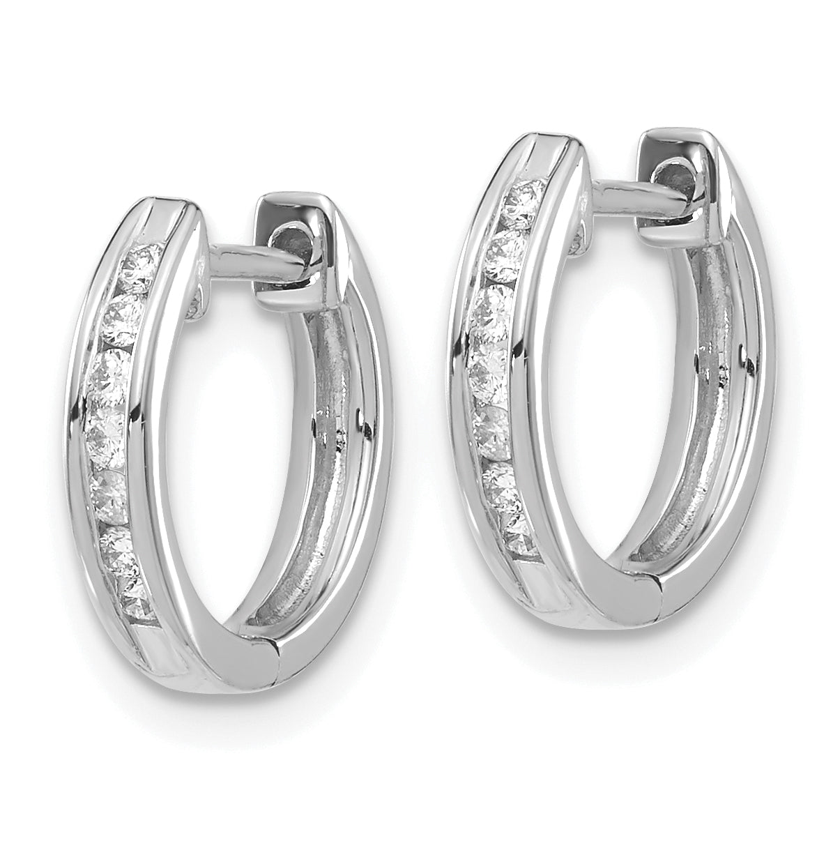 10k White Gold Diamond Hinged Hoop Earrings