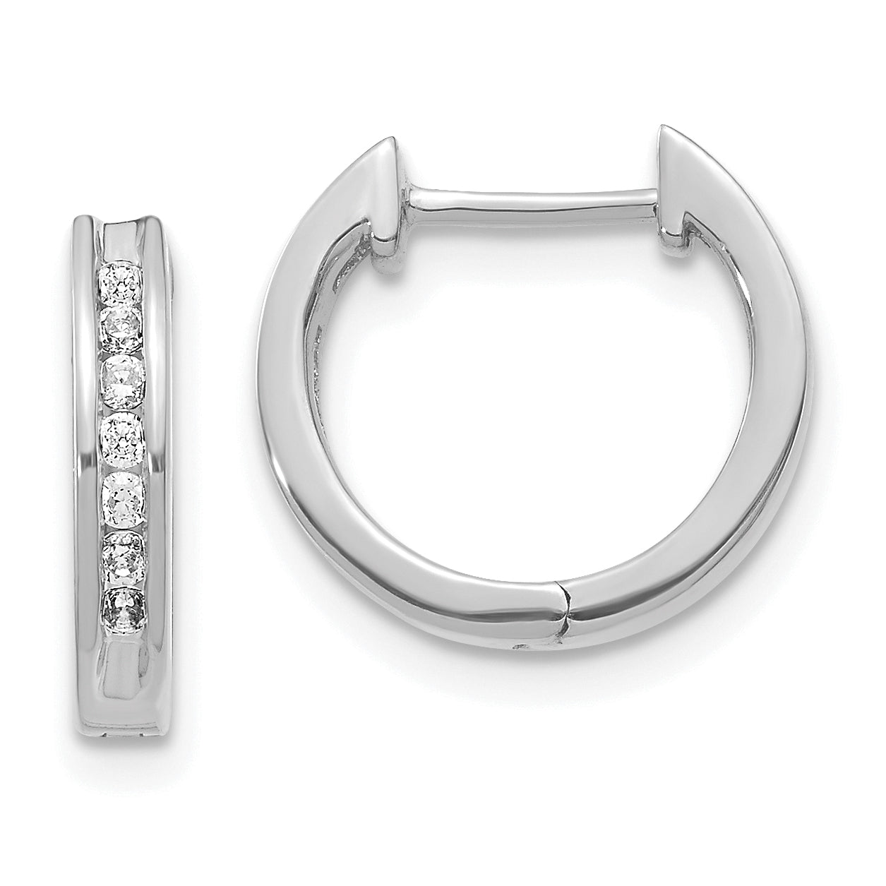 10k White Gold Diamond Hinged Hoop Earrings