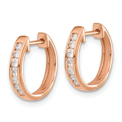 10k Rose Gold Diamond Hinged Hoop Earrings