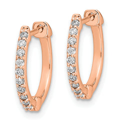 14K Rose Gold Lab Grown Diamond Hinged Hoop Earrings