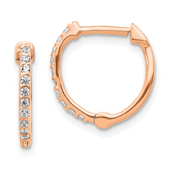 14K Rose Gold Lab Grown Diamond Hinged Hoop Earrings