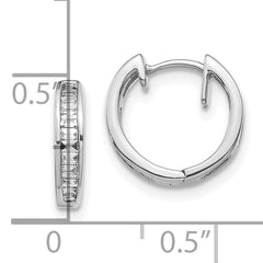 10k White Gold Baguette Diamond Hinged Hoop Earrings