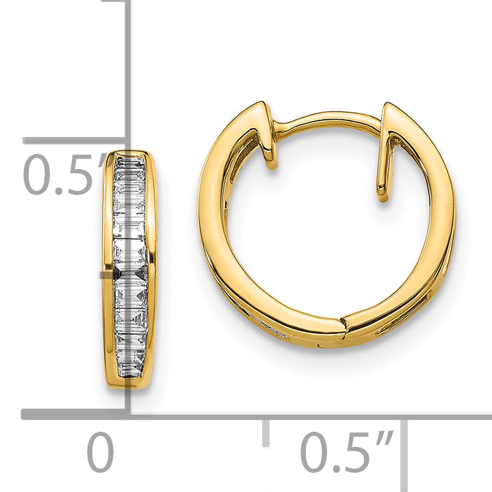 10k Baguette Diamond Hinged Hoop Earrings