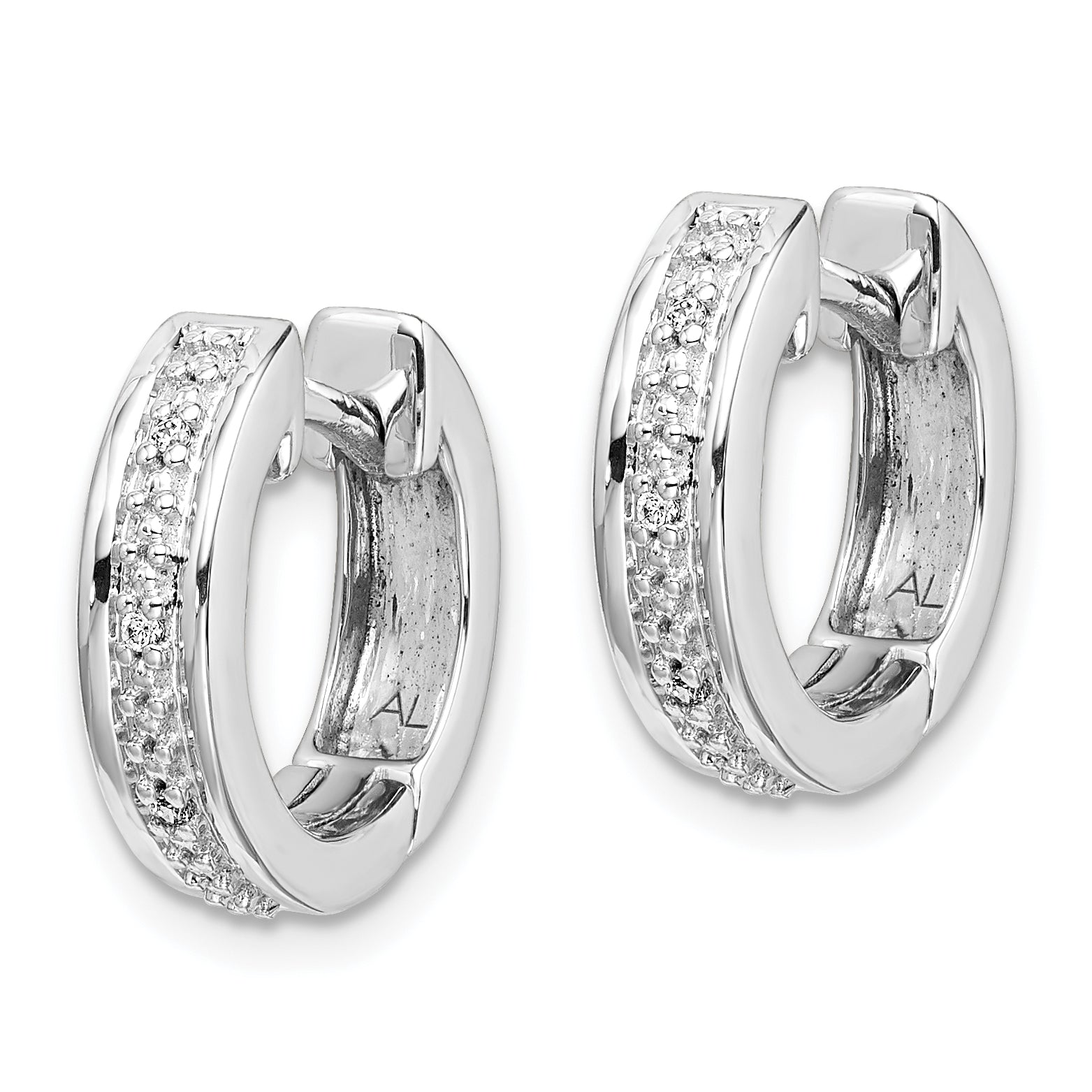 10k White Gold Diamond Complete Hinged Hoop Earrings