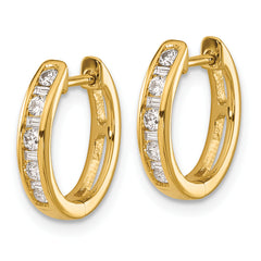 10k Round/Baguette Diamond Hinged Hoop Earrings