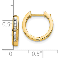 10k Round/Baguette Diamond Hinged Hoop Earrings