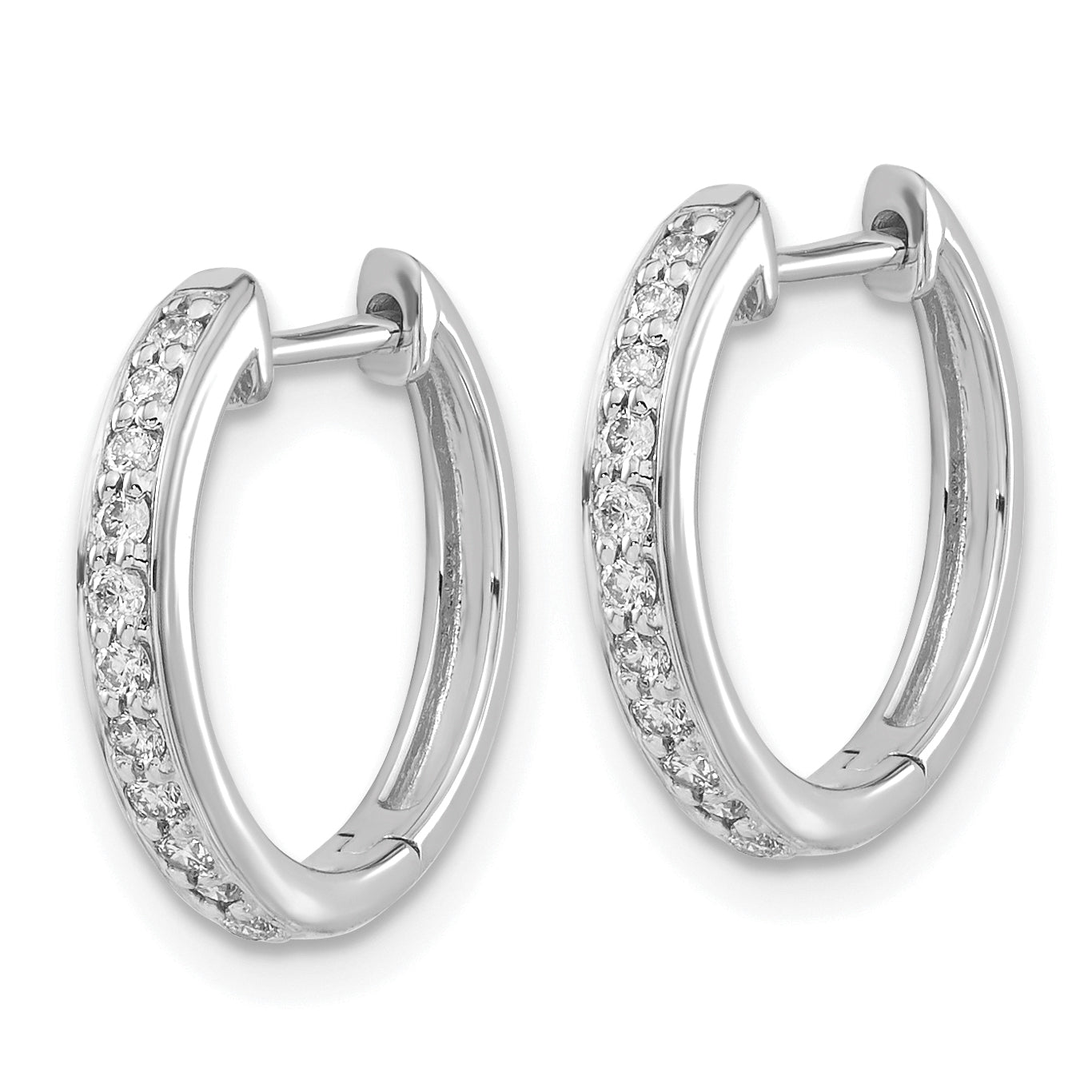 10k White Gold Diamond Complete Hinged Hoop Earrings