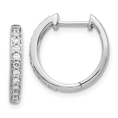 10k White Gold Diamond Complete Hinged Hoop Earrings