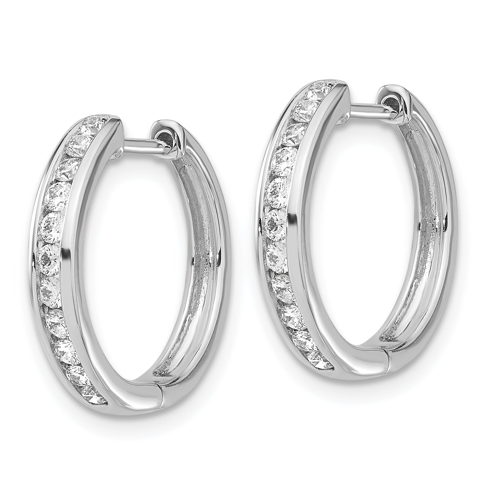 10k White Gold Diamond Hinged Hoop Earrings