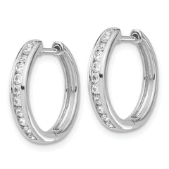 10k White Gold Diamond Hinged Hoop Earrings