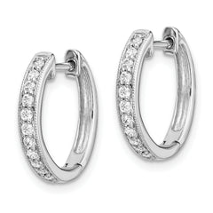 10k White Gold Diamond Hinged Hoop Earrings