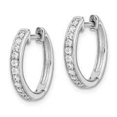 14K White Gold Lab Grown Diamond Hinged Hoop Earrings