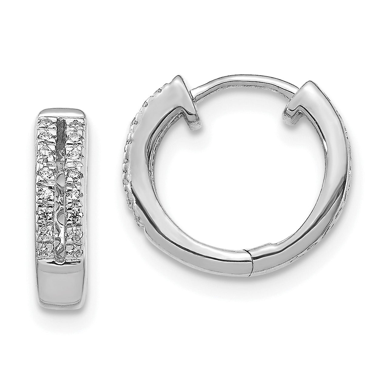 10k White Gold Diamond Hinged Round Hoop Earrings