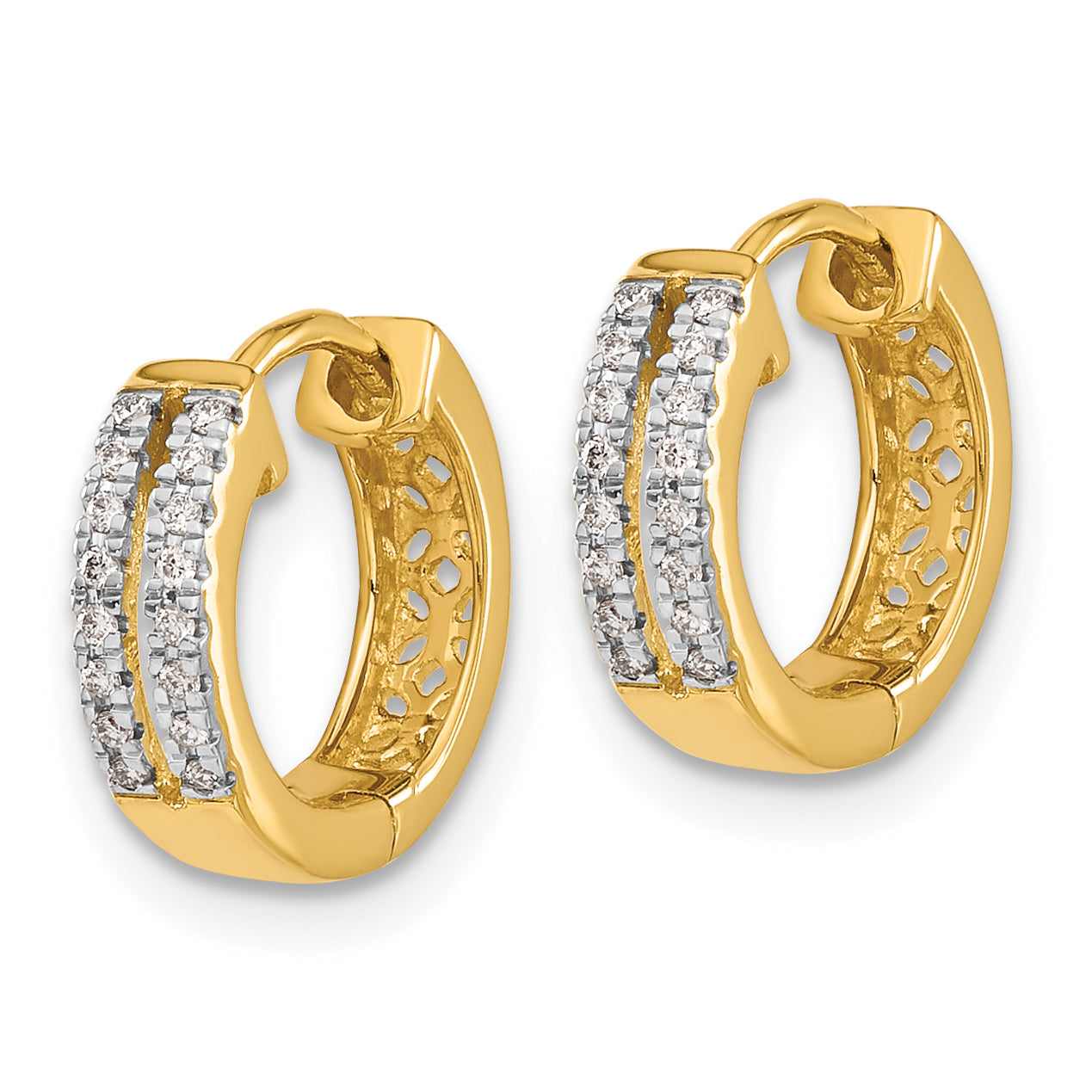 10k Diamond Hinged Round Hoop Earrings