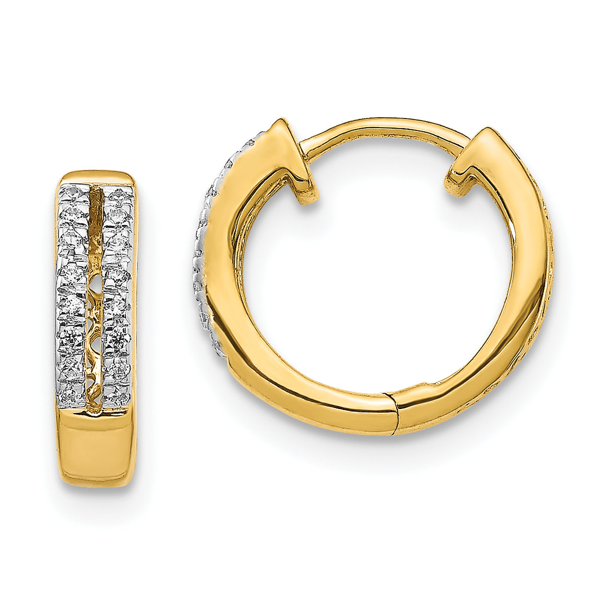 10k Diamond Hinged Round Hoop Earrings