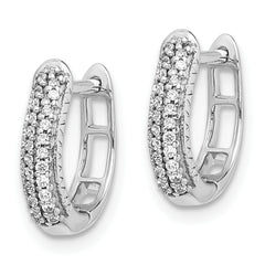 10k White Gold Polished Diamond Hinged Hoop Earrings