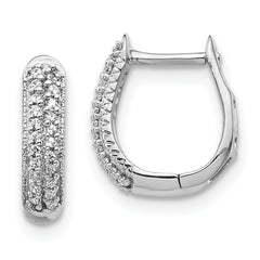 10k White Gold Polished Diamond Hinged Hoop Earrings