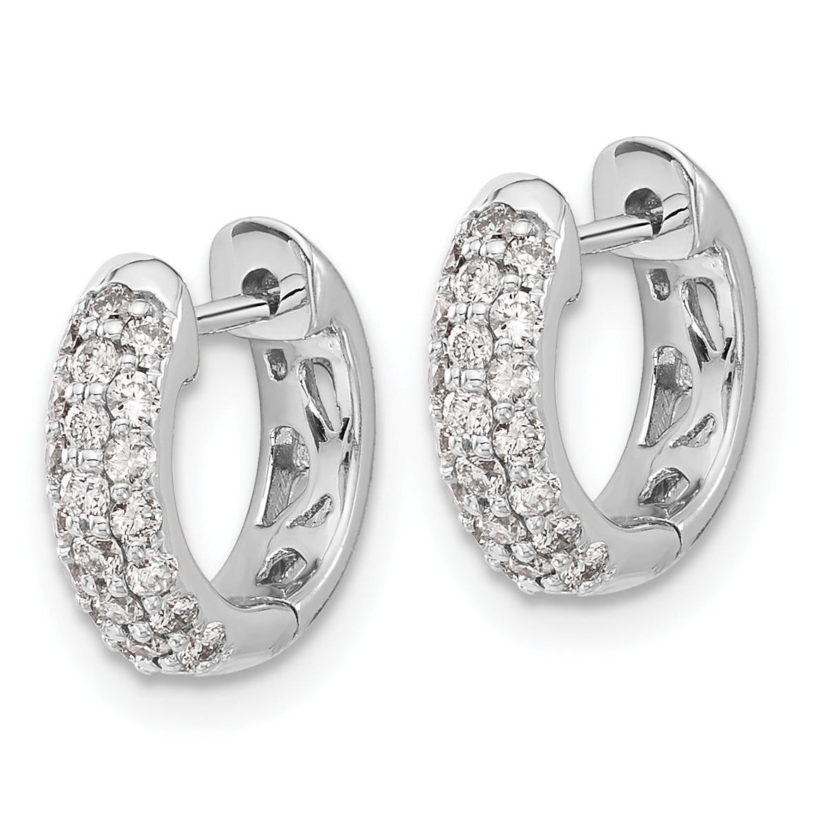 10k White Gold Diamond Hinged Hoop Earrings