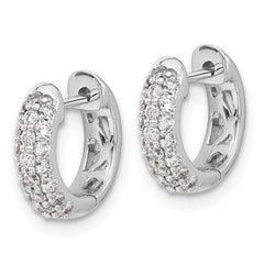 10k White Gold Diamond Hinged Hoop Earrings