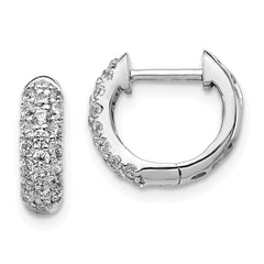 10k White Gold Diamond Hinged Hoop Earrings