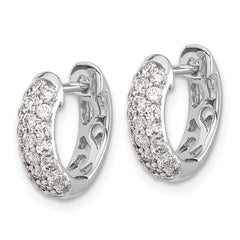 10k White Gold Diamond Hinged Hoop Earrings